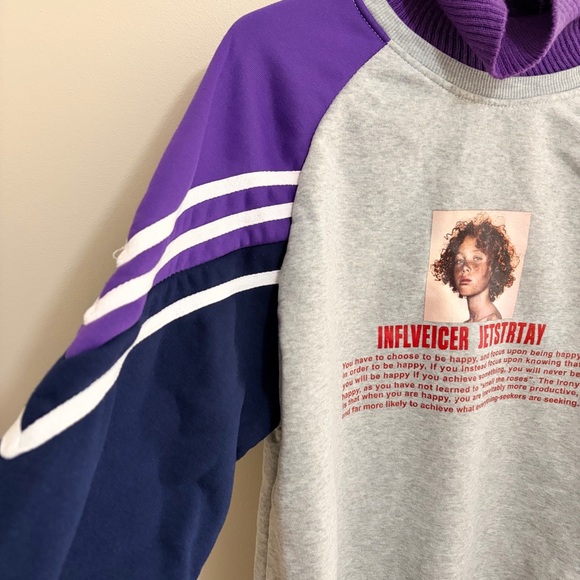 Purple and Gray Women's Sweater XL - Picture 3 of 7